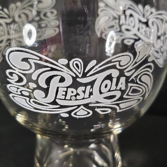 Set Of 4 Pepsi Cola Drinking Glasses Vintage Retro Soda Fountain 6" Tall - Picture 4 of 12